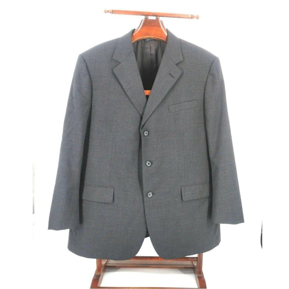 Brooks Brothers Brooksease Blazer Gray Wool Three Button Mens 45R